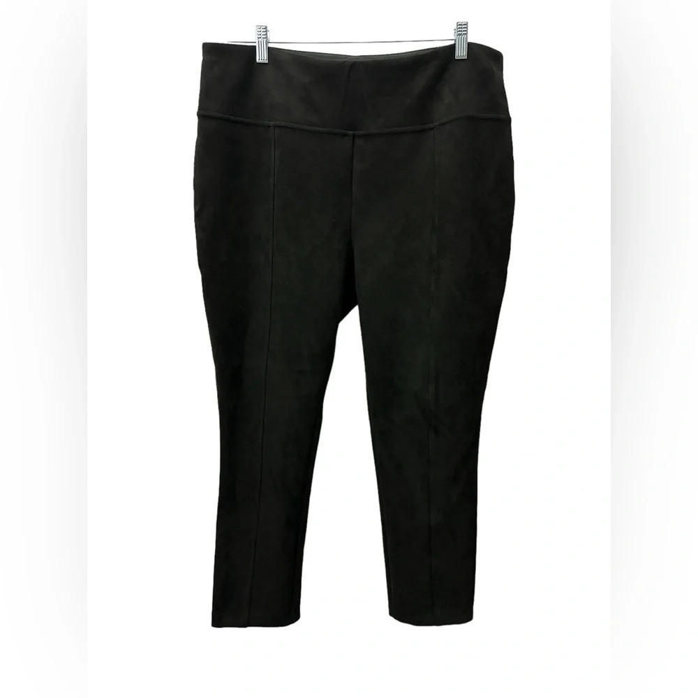 Andrew Marc Super Soft Stretch Faux Suede Pull On Pants Black Size XL Front Seam